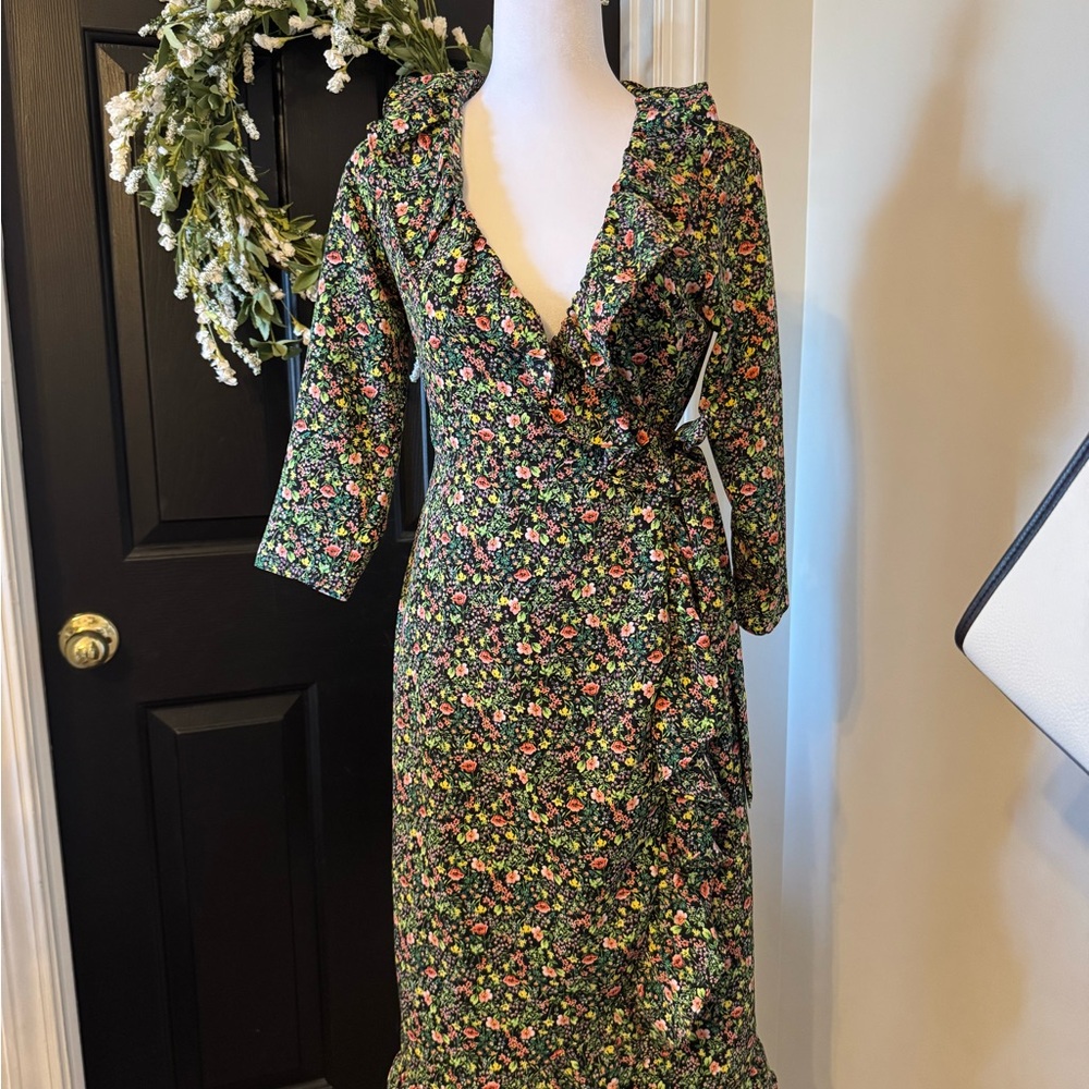 Topshop Black Floral Long Sleeve Dress